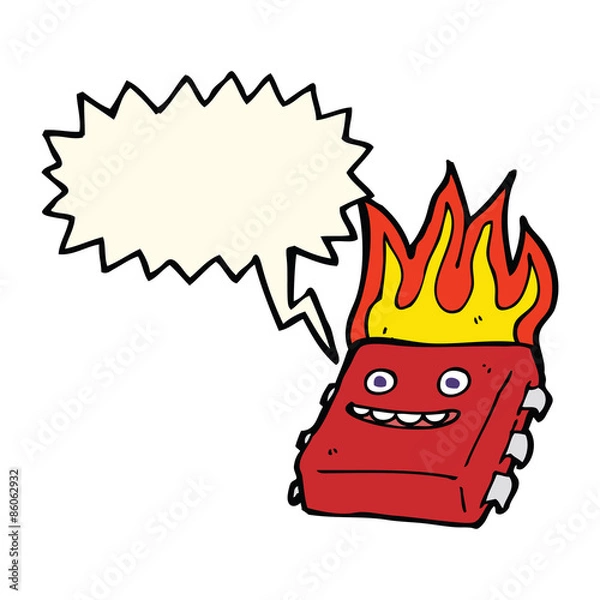 Obraz cartoon red hot computer chip with speech bubble