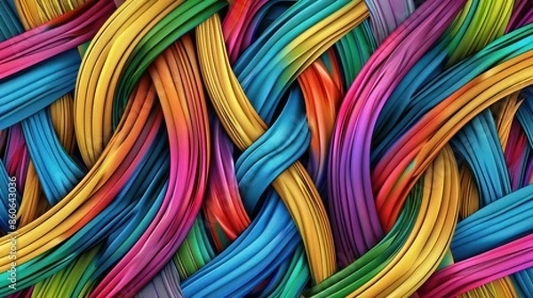 Fototapeta Complex yet harmonious pattern of colorful interwoven lines, representing the bonds of friendship.