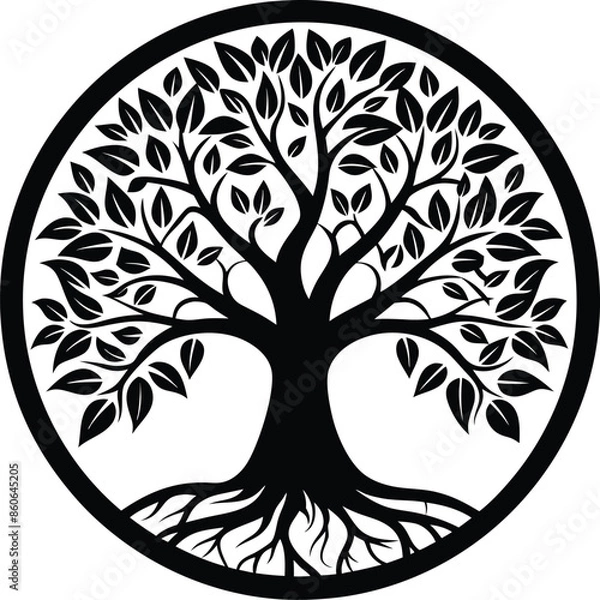 Obraz Tree circle laser cutting template Silhouette design