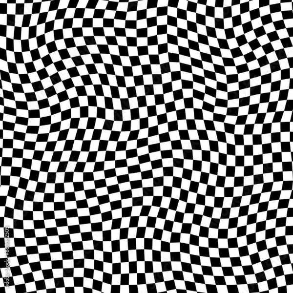 Obraz Groovy retro pattern background in psychedelic checkered backdrop style. A chessboard in a minimalist abstract design with a 60s 70s aesthetic vibe. hippie style y2k. funky print vector illustration