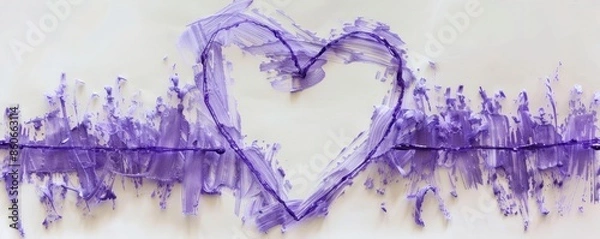 Fototapeta Soft strokes of lavender form an elegant heartbeat line, evolving into a heart shape, capturing the essence of friendship's vitality