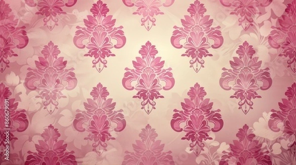 Fototapeta Vintage pink damask pattern