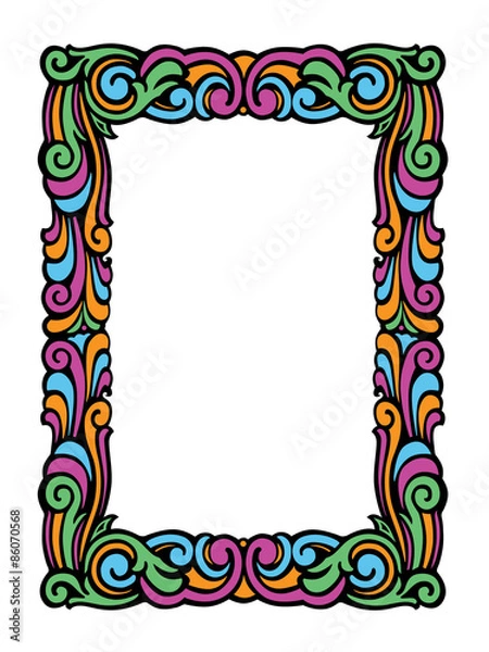 Fototapeta Cute Swirly Frame of Colorful Retro Swirls