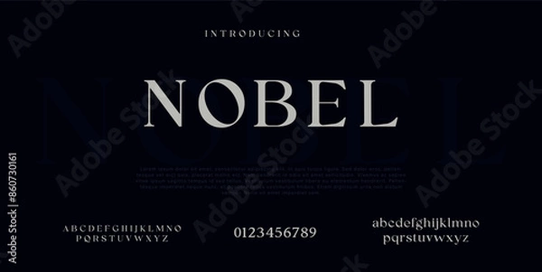 Fototapeta Nobel Modern abstract digital alphabet font. Minimal technology typography, Creative urban sport fashion futuristic font and with numbers. vector illustration	