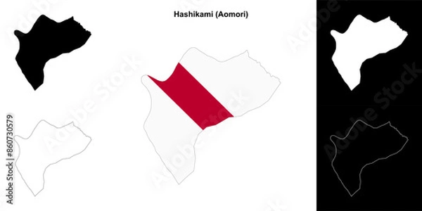 Fototapeta Hashikami (Aomori) outline map set