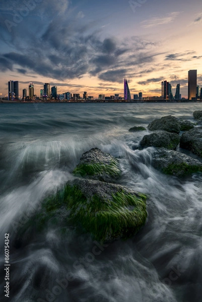 Obraz Beautiful view of iconic buildings during sunset with seascape.