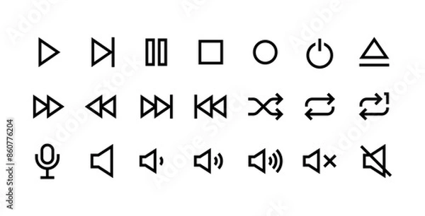 Obraz オーディオの再生記号などのベクターアイコンセット