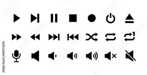 Obraz オーディオの再生記号などのベクターアイコンセット