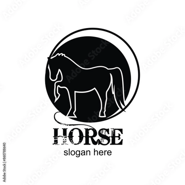 Fototapeta Horse logo design simple concept Premium Vector