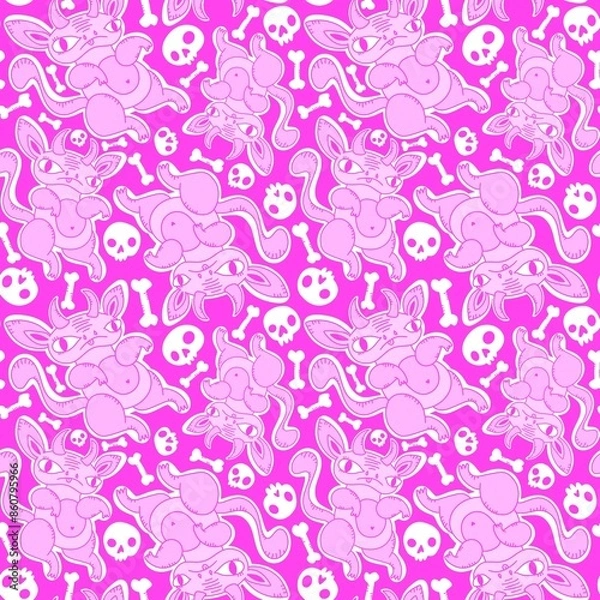 Fototapeta Cartoon monsters seamless pattern for wrapping paper and fabrics and linens