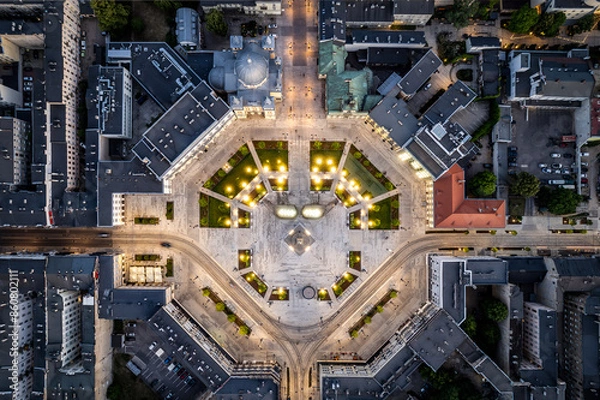 Fototapeta Miasto Łódź- widok na Plac Wolności.