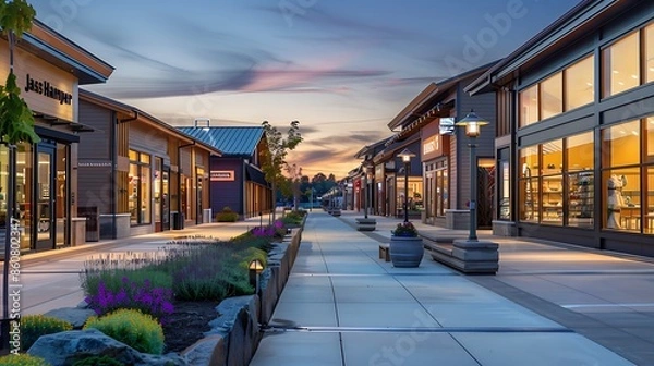 Obraz luxury outdoor shopping mall with each store front featuring James Hardie Siding