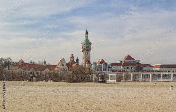 Obraz View on the Sopot beach in Poland from the baltic sea