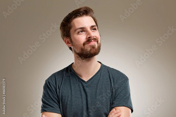 Obraz Portrait of young man with beard, think about