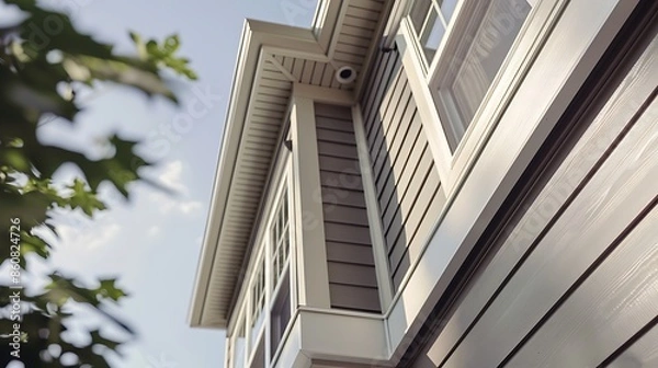 Obraz close-up of a home's corner showing how James Hardie siding seamlessly blends with modern windows and doors
