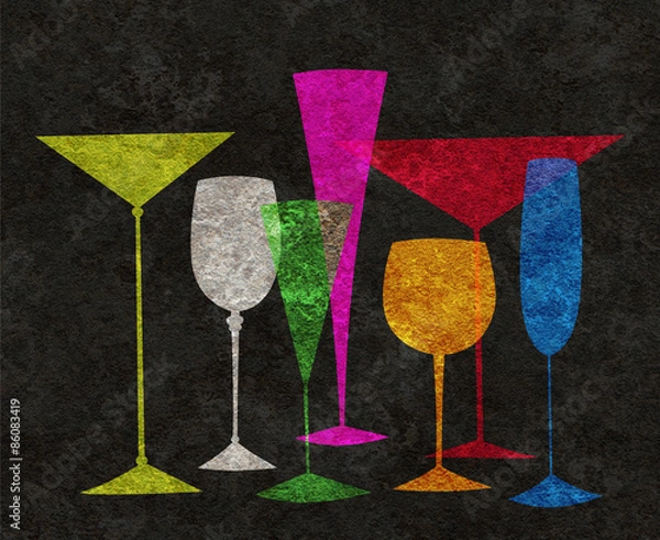 Obraz Stylized Drinks on a Black Background