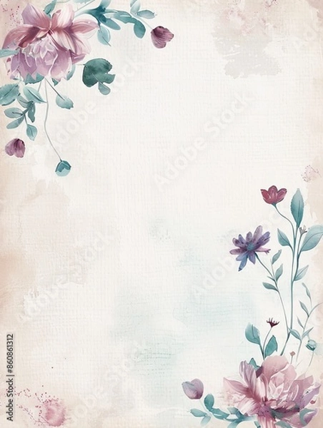 Fototapeta A vertical A4 journal page with a subtle artistic discreet floral border.