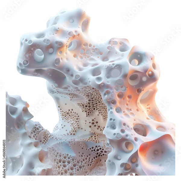 Fototapeta minimal rounded flat shades organic forms airbrush art coral shapes