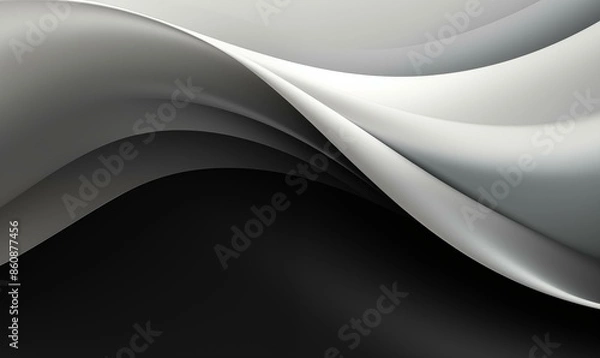 Fototapeta An elegant abstract image featuring smooth, undulating waves in shades of black and light gray. This modern design conveys a sense of luxury and sophistication.