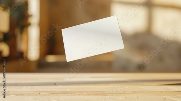Fototapeta blank paper on the wooden table, business card mockup, invitation card mockup