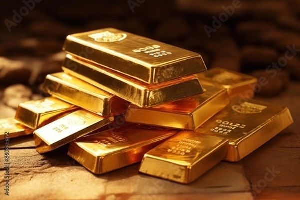 Obraz Gold bars currency treasure document.