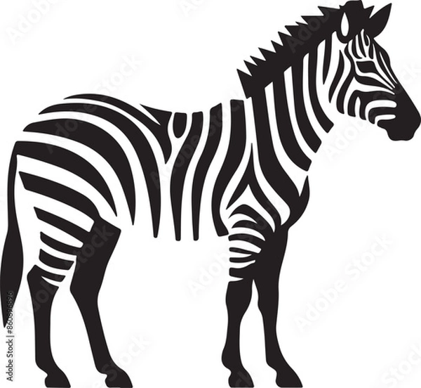 Obraz Zebra Silhouette Vector Illustration White Background
