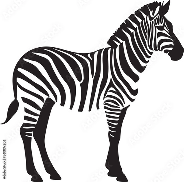 Obraz Zebra Silhouette Vector Illustration White Background