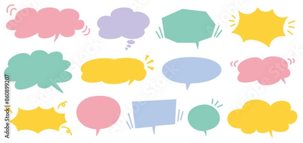 Fototapeta ラフな手描きの吹き出しセット。
