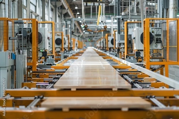 Fototapeta Conveyor Belt System in a Factory