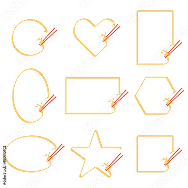 Obraz Set Noodle And Chopsticks Frame Shape Logo Element Vector Design Collection.