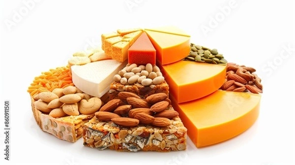 Fototapeta Assortment of Delicious Snacks in a Pie Chart