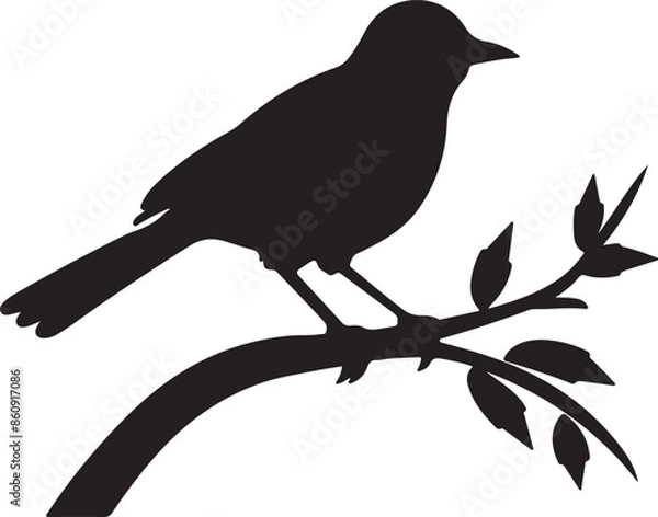 Obraz Bulbul Bird Silhouette Vector Illustration White Background