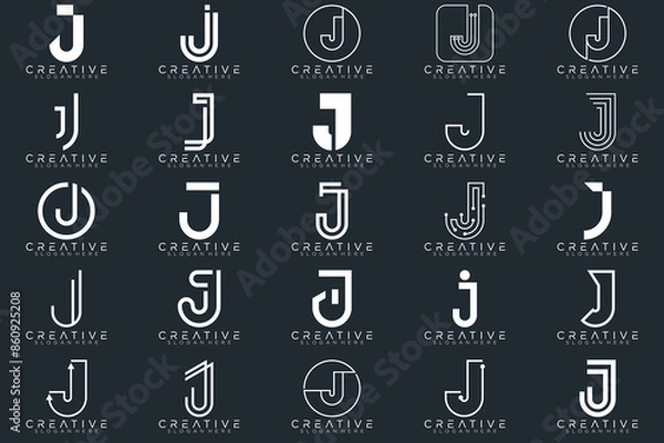 Fototapeta Mega logo collection, Abstract letter J logo design. icons for business	