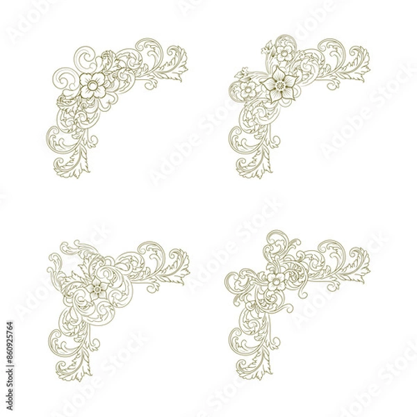 Fototapeta Classic Vitage Wedding Ornaments Frames Separator Elements Classic Vintage Wedding Invitation Hand Drawn Ornate the Calligraphy Poster Victorian Style