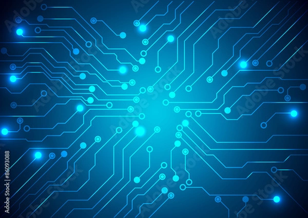 Fototapeta Technological vector background with a circuit board texture