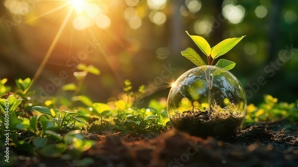 Fototapeta Develop a bright, engaging template that promotes climate change awareness, with ample room for messaging.