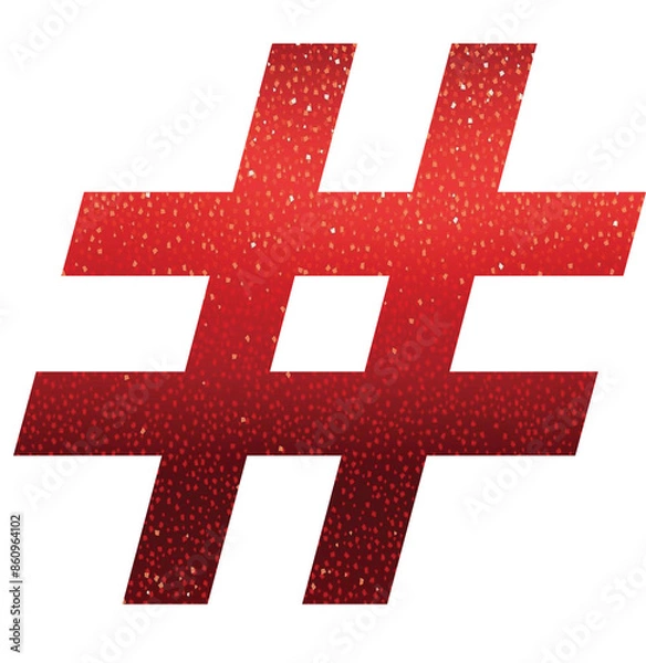 Obraz number sign, hash, or pound sign, red glitter