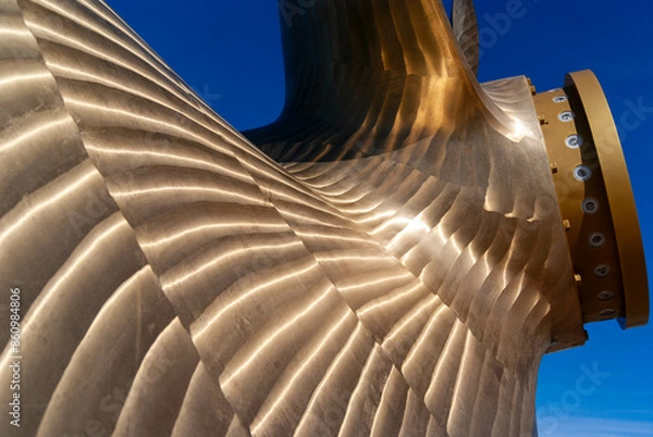 Fototapeta The shiny surface of a ship's propeller.
