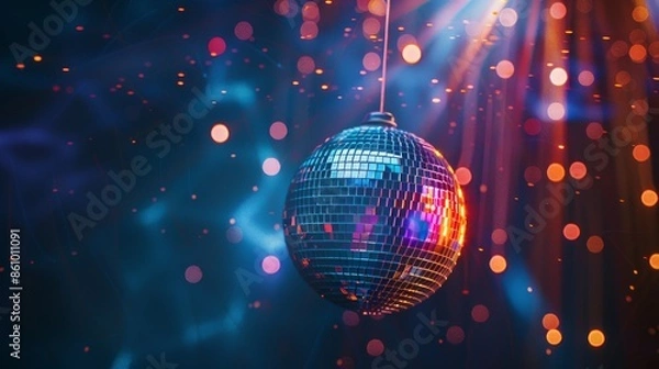 Obraz Disco Ball in a Dark Room with Colorful Lights