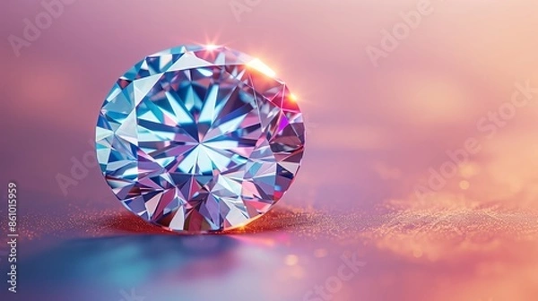 Obraz Close-up of a Stunning Round Brilliant Diamond with Incredible Sparkle