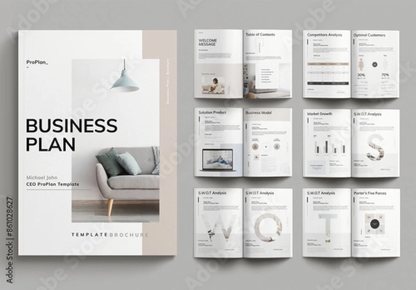 Fototapeta Minimal Business Plan Layout