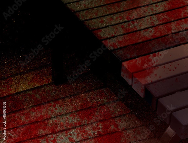 Obraz 血塗れのベンチ1　ホラー