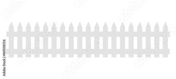 Fototapeta White wooden long fence on white background with parallel plank new. Vector illustration