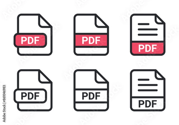 Fototapeta Pdf file icon vector. symbol, sign, extension, format