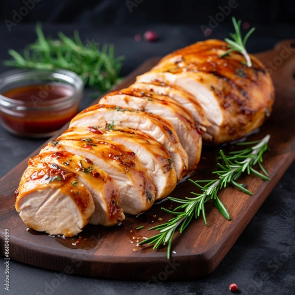 Obraz Sliced Chicken Breast with Herbs