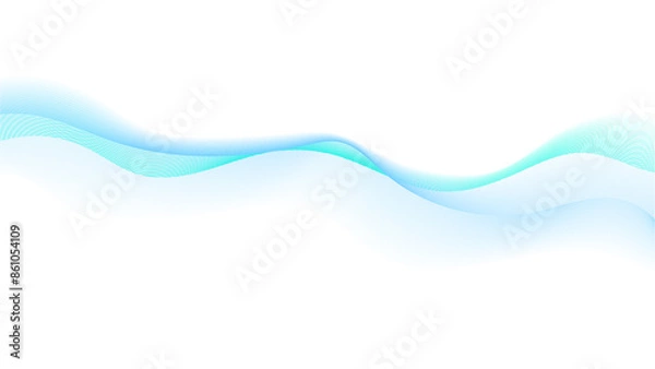 Fototapeta Abstract blue wave lines on transparent background, Blue wave curved lines for presentations, illustration. Abstract blue wave lines pattern on white background.	
