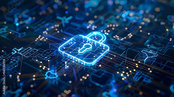 Fototapeta Visual representation of network security protocol layers with emphasis on cybersecurity strategies and text in margins. Concept Network Security, Protocol Layers, Cybersecurity Strate