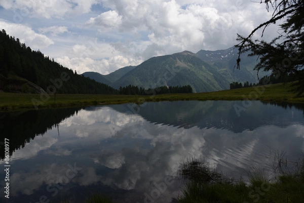 Obraz escursione in famiglia montagna camminata camminare nordic walking