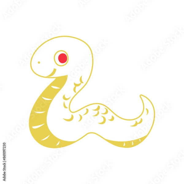 Fototapeta 白蛇。フラットなベクターイラスト。
White snake. Flat vector illustration.