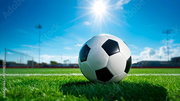 Fototapeta Soccer stadium arena with natural green grass, football concept